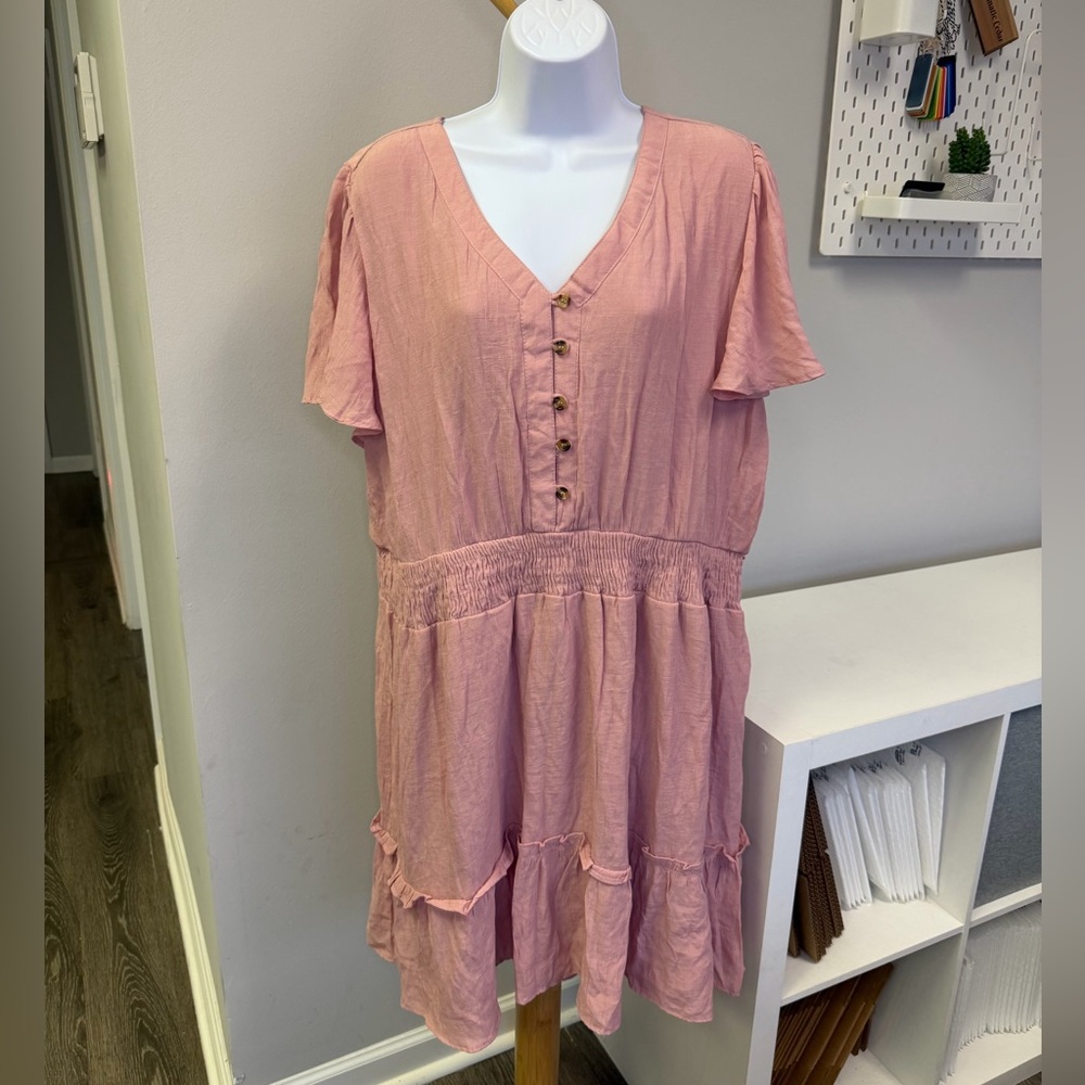 NWT Speed Limit MPH Pink Button-Front Women's Dress Size 3x